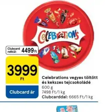 Tesco Celebrations vegyes töltött és kekszes tejcsokoládé ajánlat