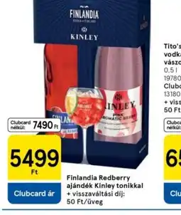 Tesco Finlandia Redberry ajándék Kinley tonikkal ajánlat