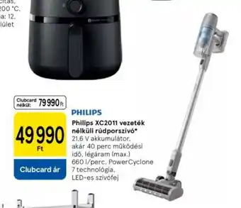 Tesco Philips XC2011 vezeték nélküli porszív ajánlat