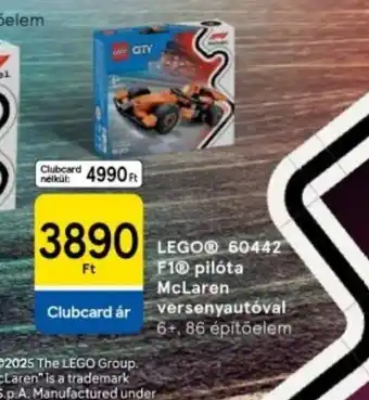 Tesco LEGO® 60447 F1® pilta McLaren versenyautval ajánlat