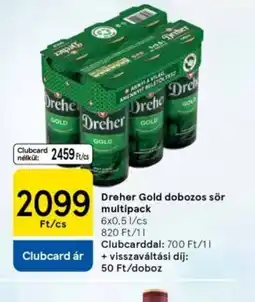 Tesco Dreher Gold dobozos sör multipack ajánlat