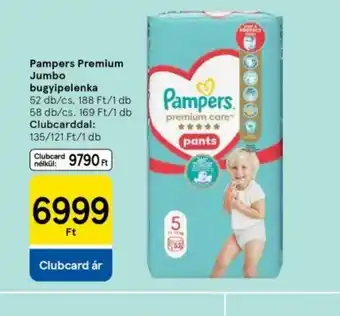 Tesco Pampers Premium Jumbo bugyipelenka ajánlat