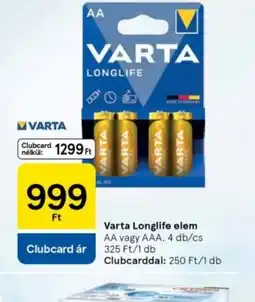 Tesco Varta Longlife elem ajánlat