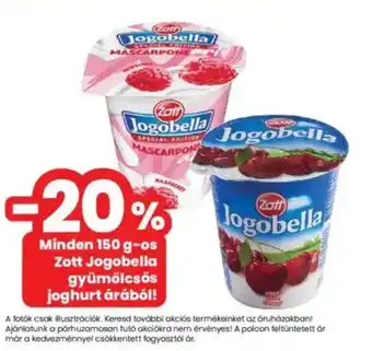 Spar Minden 150 g-os Zott Jogobella gyümölcsös joghurt árából! ajánlat