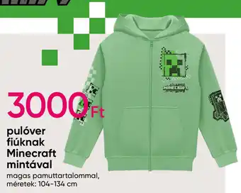 Pepco pulóver fiúknak Minecraft mintával ajánlat