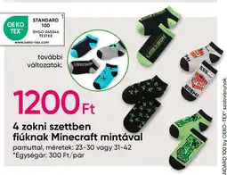 Pepco 4 zokni szettben fiúknak Minecraft mintával ajánlat