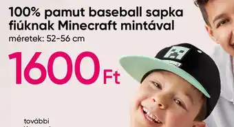 Pepco 100% pamut baseball sapka fiúknak Minecraft mintával ajánlat