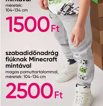 Pepco szabadidőnadrág fiúknak Minecraft mintával ajánlat