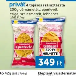 PRIVÁT Privat 4 tojásos száraz tészta ajánlat