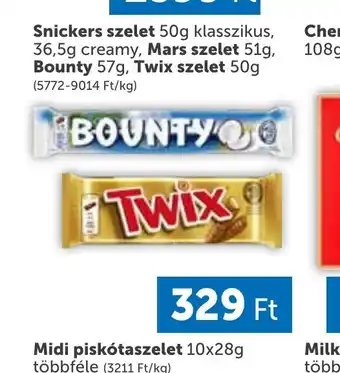 PRIVÁT Snickers szelet, Bounty szelet, Twix szelet ajánlat