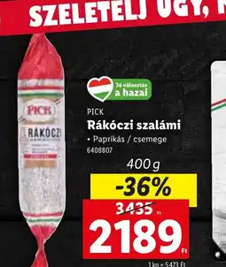 Lidl PICK Rákczi szalámi ajánlat