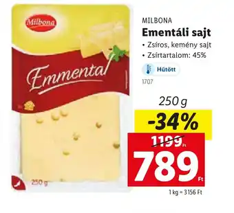 Lidl Milbona Emmentáli sajt ajánlat