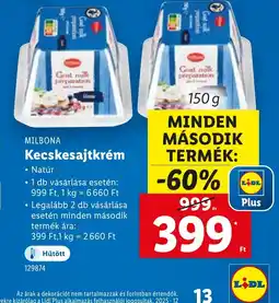 Lidl Milbona Kecskesajtkrém Natur ajánlat