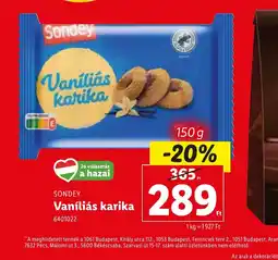 Lidl Sondey Vaníliás Karika ajánlat