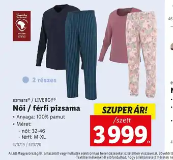 Lidl esmara / LIVERGY Női / férfi pizsama ajánlat