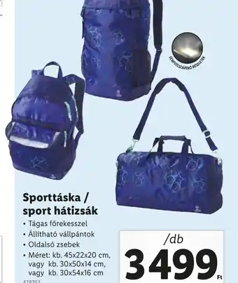 Lidl Sporttáska / sport hátizsák ajánlat