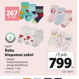 Lidl Lupilu Baba biopamut zokni ajánlat