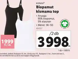 Lidl Esmara Biopamut Kismama Top ajánlat