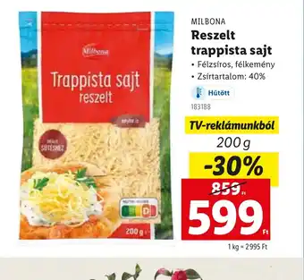 Lidl Milbona Reszelt Trappista Sajt ajánlat