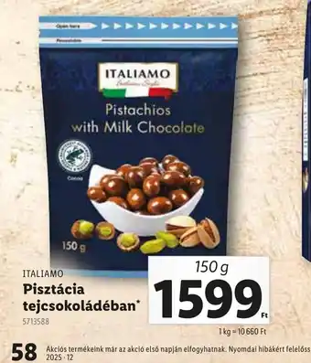 Lidl Italiano Pisztácia tejcsokoládéban ajánlat