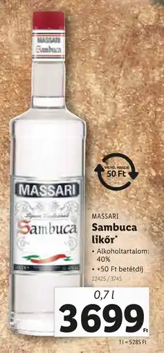 Lidl Massari Sambuca Likőr ajánlat