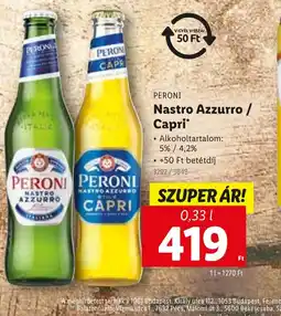 Lidl Peroni Nastro Azzurro / Capri ajánlat