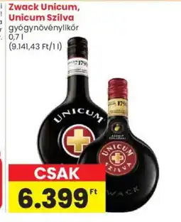 Spar Market Zwack Unicum, Unicum Szilva gyógynövénylikör ajánlat