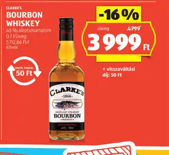 ALDI Clarke's Bourbon Whiskey ajánlat