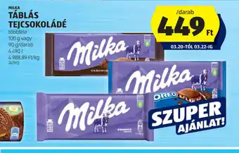 ALDI Milka Táblás Tejcsokoládé ajánlat