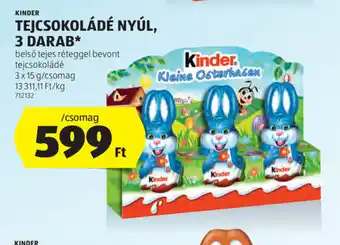 ALDI Kinder Tejcsokoládé Nyúl ajánlat