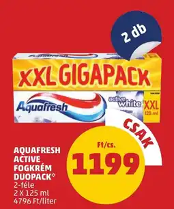 PENNY Aquafresh Active fogkrém duopack ajánlat