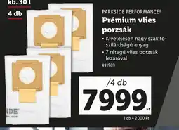 Lidl Parkside performance prémium vlies porzsák ajánlat