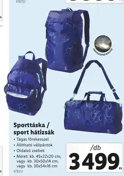 Lidl Sporttáska / sport hátizsák ajánlat