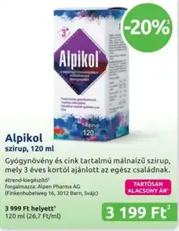 Benu Gyógyszertárak Alpikol szirup ajánlat