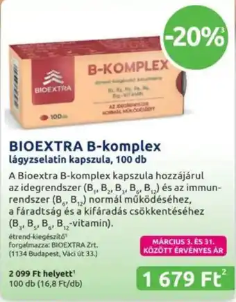 Benu Gyógyszertárak Bioextra b-komplex ajánlat