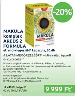 Benu Gyógyszertárak Makula komplex areds 2 formula ajánlat