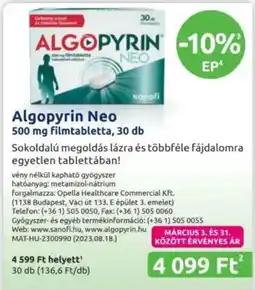 Benu Gyógyszertárak Algopyrin neo ajánlat