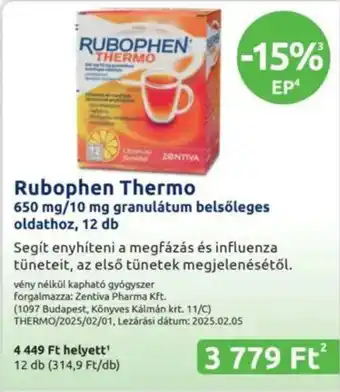 Benu Gyógyszertárak Rubophen thermo ajánlat