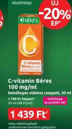 Benu Gyógyszertárak C-vitamin béres ajánlat