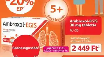 Benu Gyógyszertárak Ambroxol-egis 30 mg tabletta ajánlat