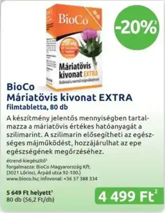 Benu Gyógyszertárak Bioco máriatövis kivonat extra ajánlat