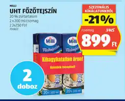 ALDI Milli uht főzőtejszín ajánlat