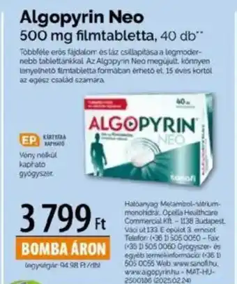 Pingvin Patika Algopyrin Neo 500 mg ajánlat