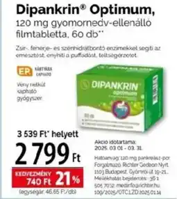 Pingvin Patika Dipankrin optimum, 120 mg gyomornedv-ellenálló filmtabletta ajánlat