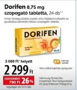 Pingvin Patika Dorifen 8,75 mg szopogató tabletta ajánlat