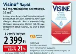 Pingvin Patika Visine Rapid 0,5 mg/ml oldatos szemcsepp ajánlat