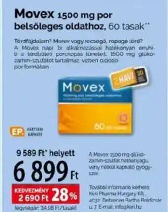 Pingvin Patika Movex 1500 mg por belsőleges oldathoz ajánlat