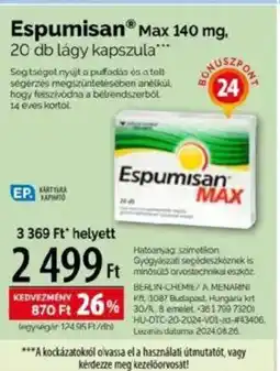 Pingvin Patika Espumisan max 140 mg ajánlat