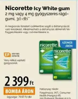 Pingvin Patika Nicorette icy white gum 2 mg vagy 4 mg gyógyszeres rágó- gumi ajánlat