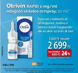 Pingvin Patika Otrivin rapid 1 mg/ml adagoló oldatos orrspray ajánlat